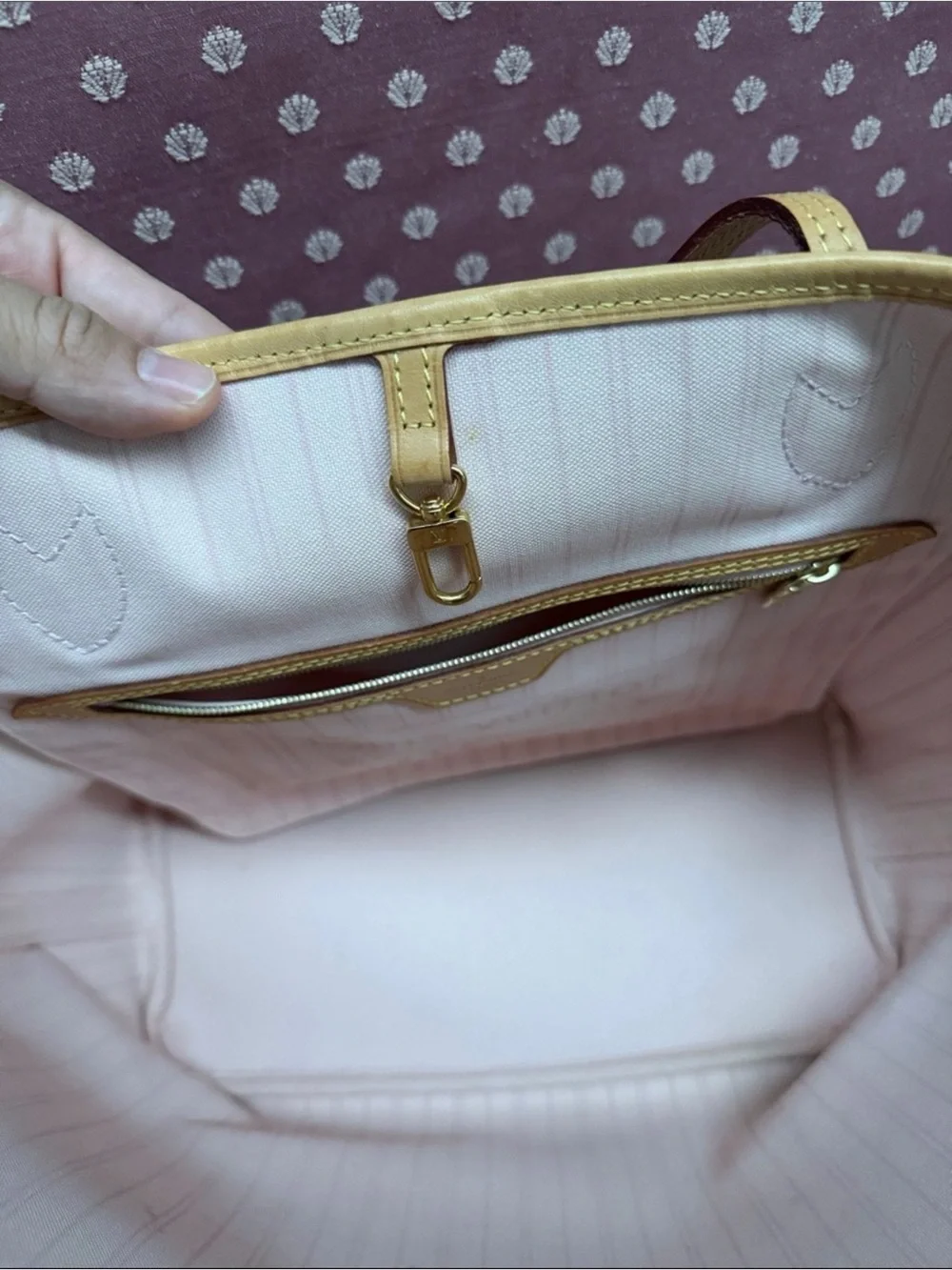 Louis Vuitton Damier Azur Canvas Tote with Vachetta Leather Handles